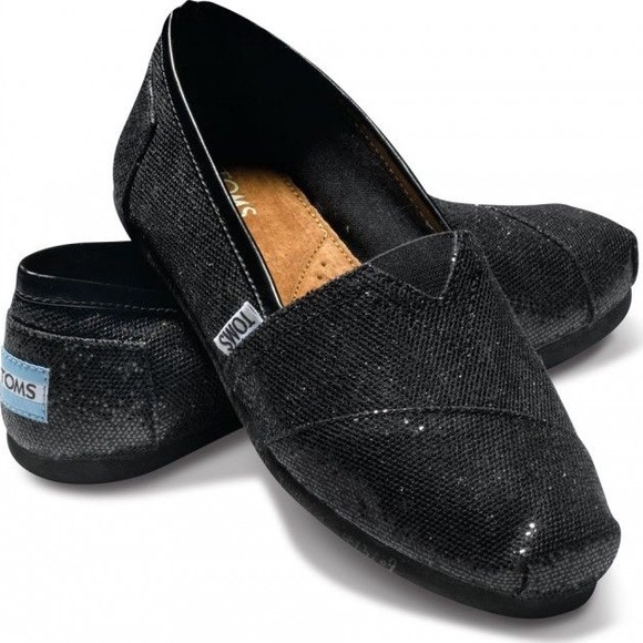 Black sparkly toms shoes Clearance